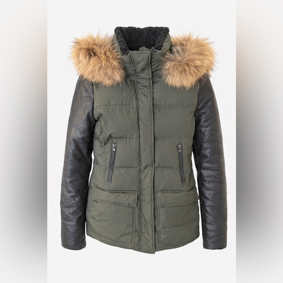 Mackage Olive Fur Hood Leather Sleeve Down Jacket. Size XS - Picture 2 of 3